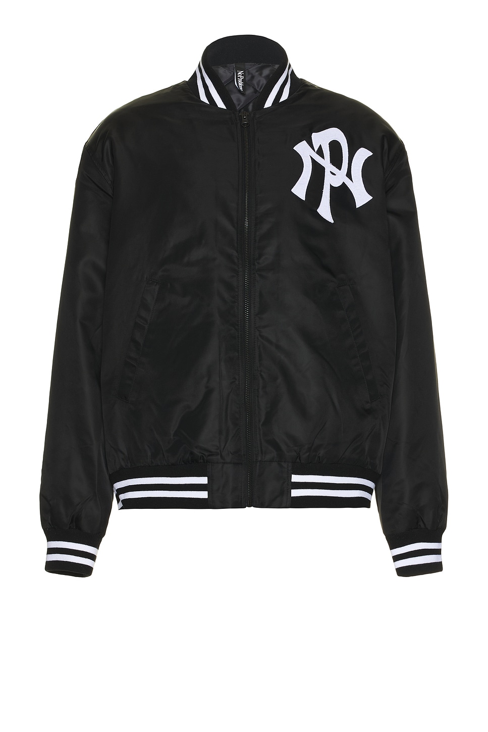 Nyp Nylon Varsity Jacket in Black