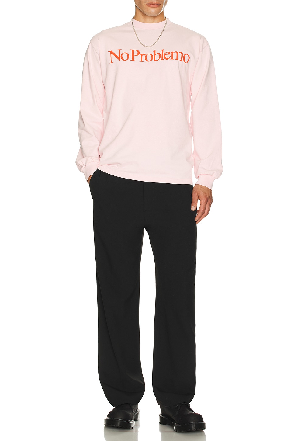 Image 1 of No Problemo No Problemo Long Sleeve Tee in Pale Pink