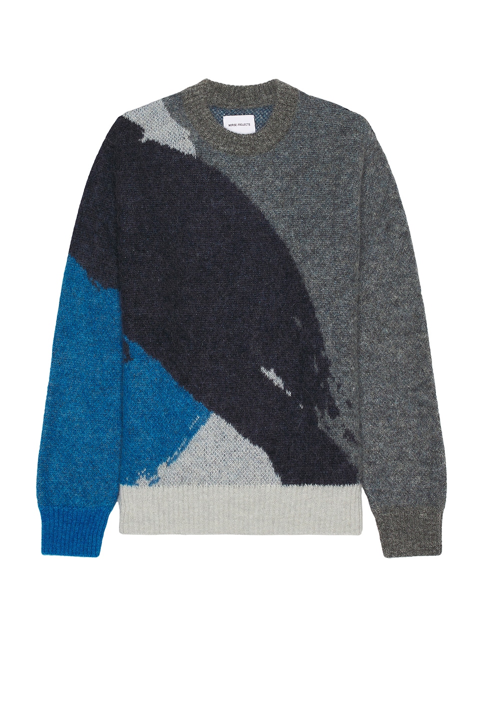 Image 1 of Norse Projects Arild Alpaca Mohair Jacquard Sweater in Grey Melange
