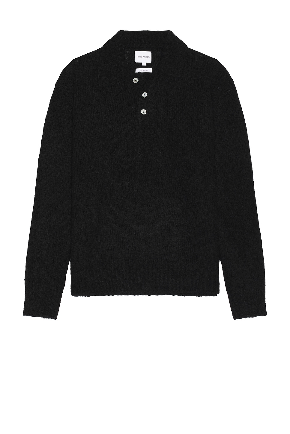 Image 1 of Norse Projects Rasmus Relaxed Brushed Polo Sweater in Black