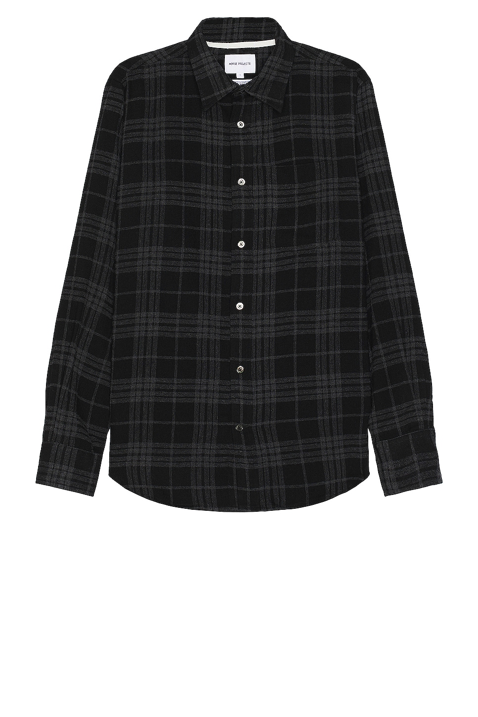 Image 1 of Norse Projects Algot Relaxed Wool Check Shirt in Charcoal Melange