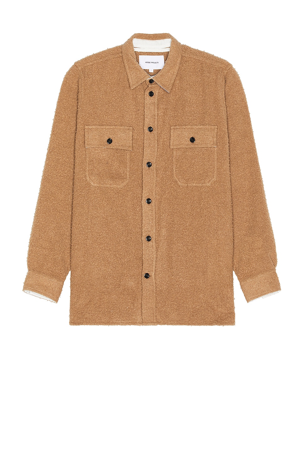 Image 1 of Norse Projects Silas Textured Cotton Wool Overshirt in Camel