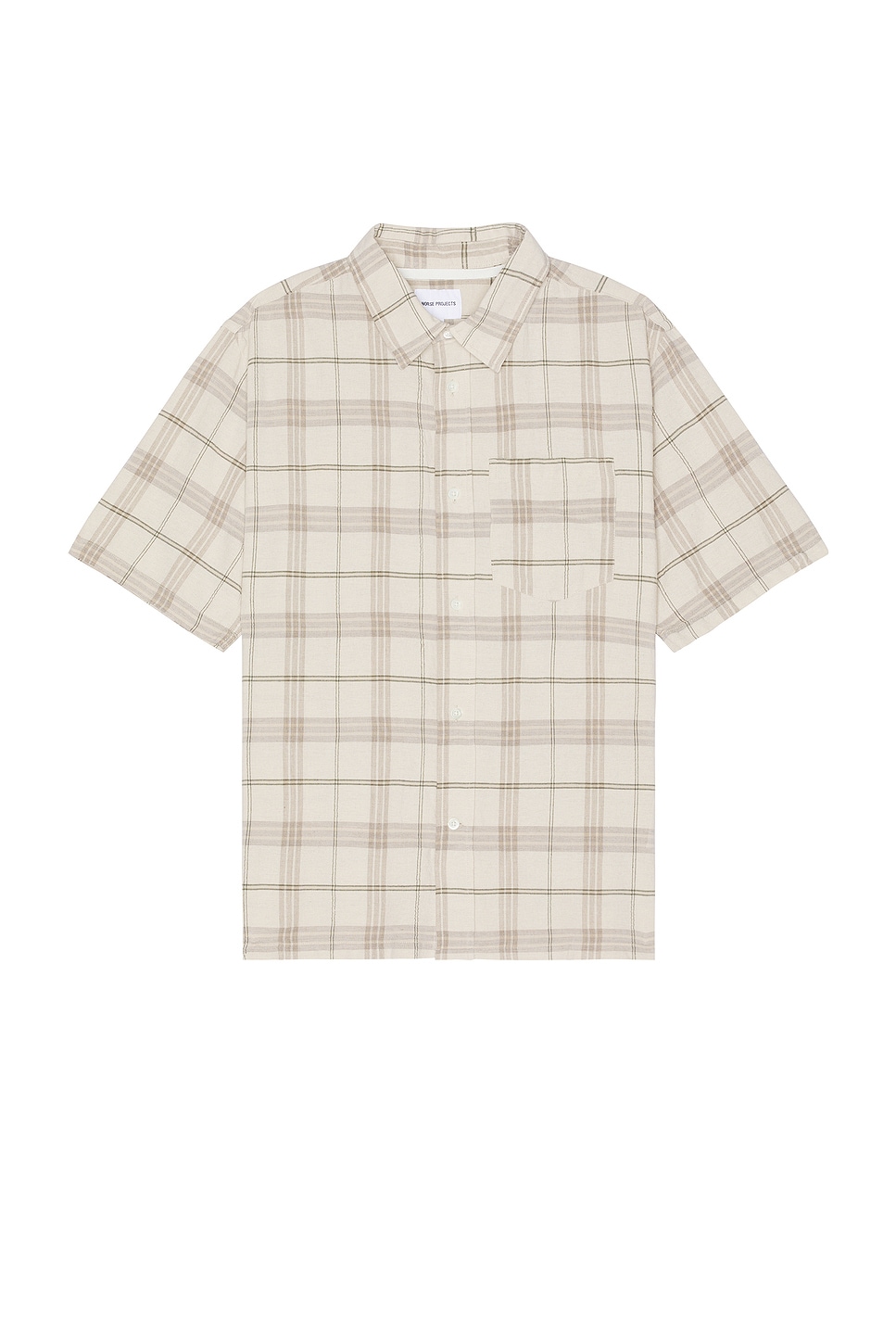Image 1 of Norse Projects Ivan Relaxed Textured Check Short Sleeve Shirt in Oatmeal