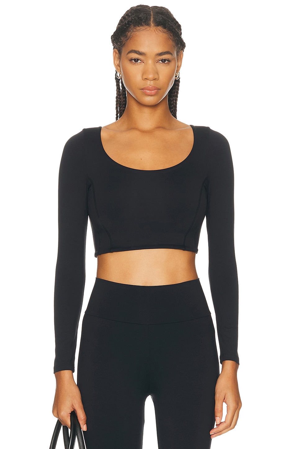 Image 1 of NORBA Long Sleeve Crop Top in Black