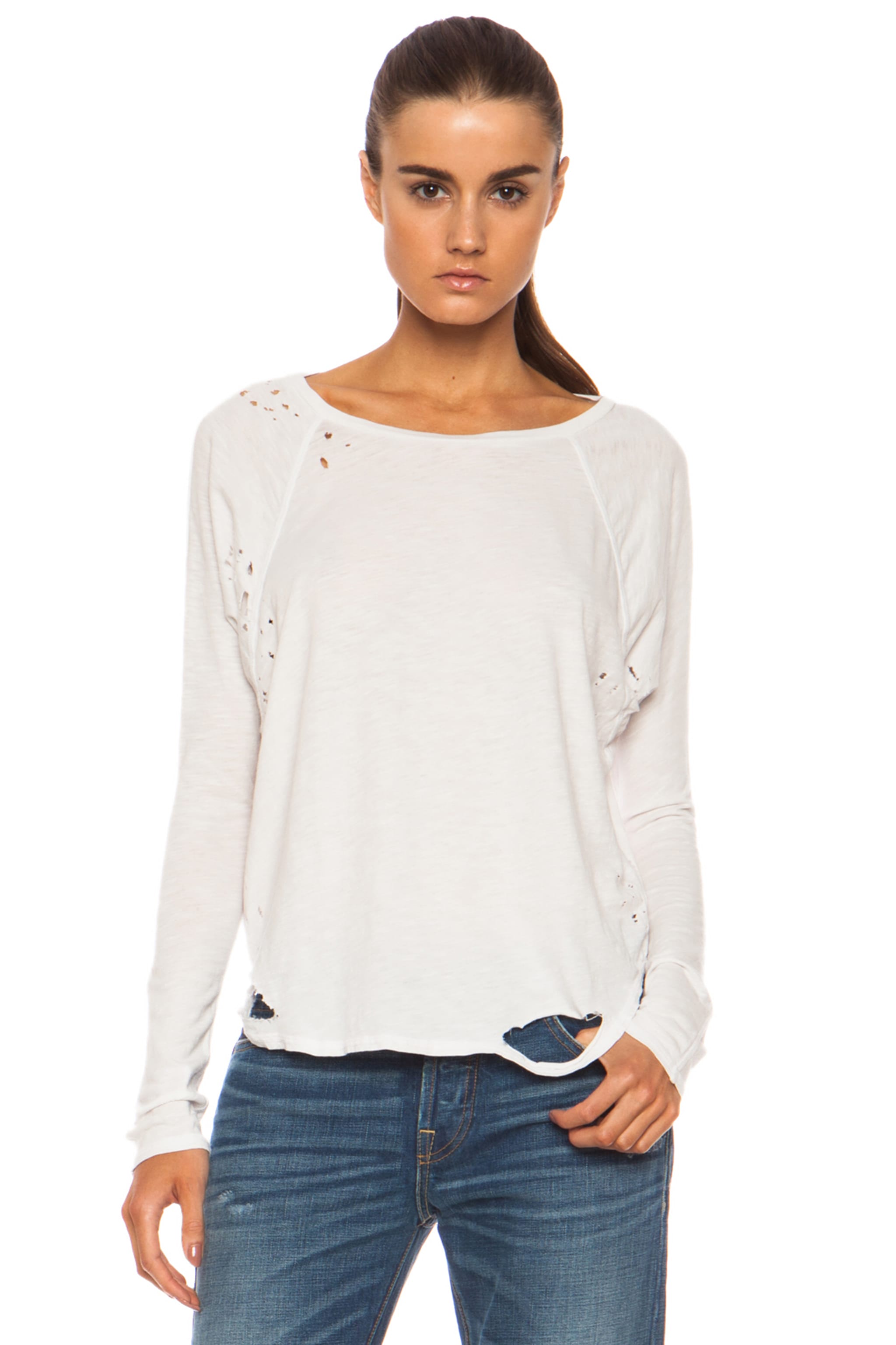 Image 1 of NSF Loretta Cotton Top in Natural Destroy