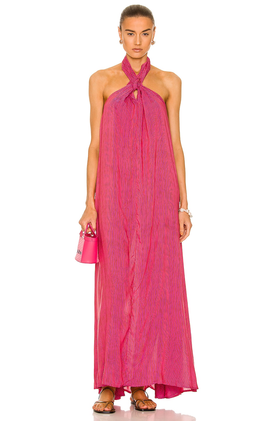 Image 1 of Natalie Martin Astrid Dress in Wobbly Stripe Puglia Pink
