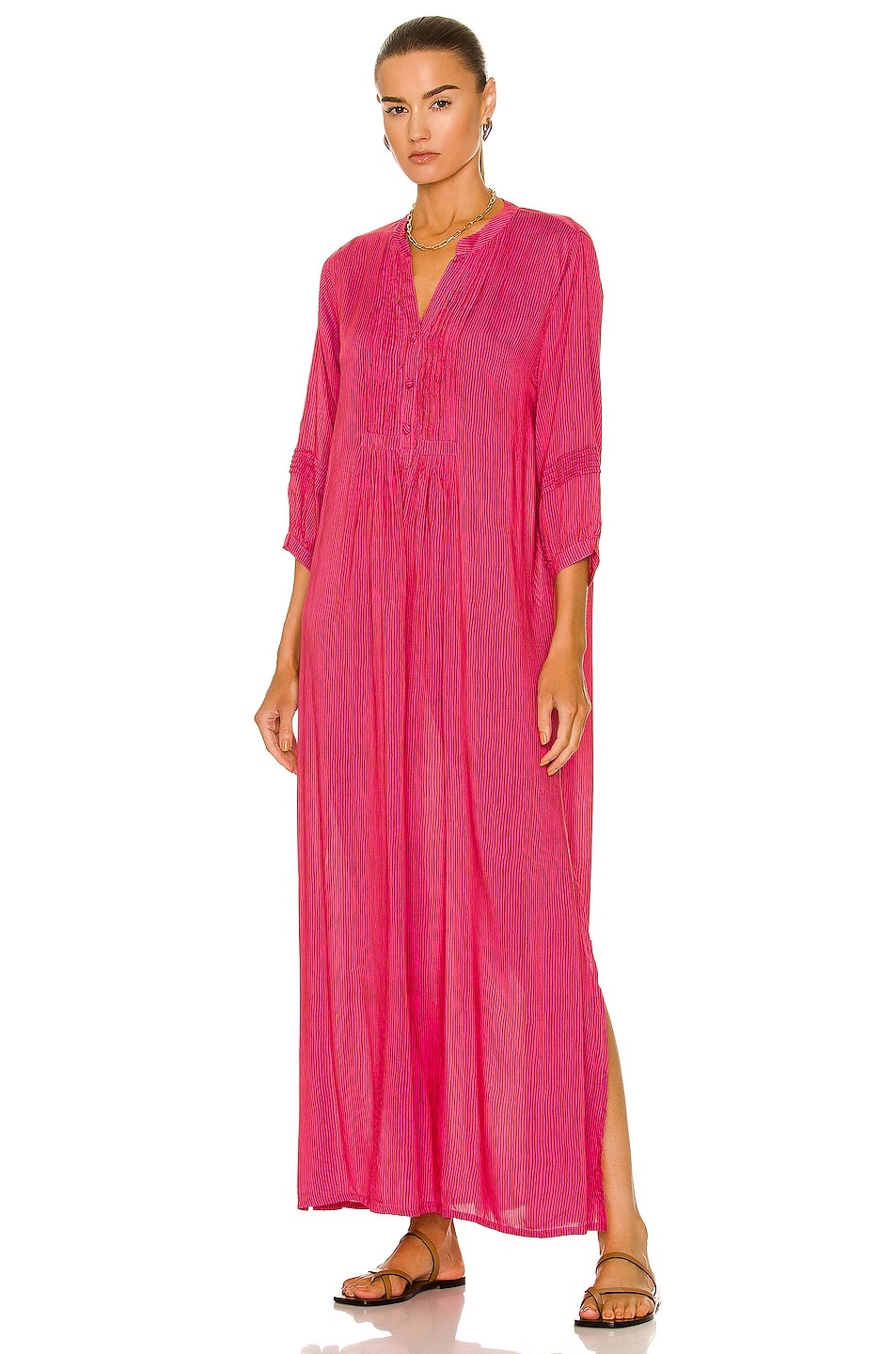 Image 1 of Natalie Martin Sammie Maxi Dress in Wobbly Stripe Puglia Pink