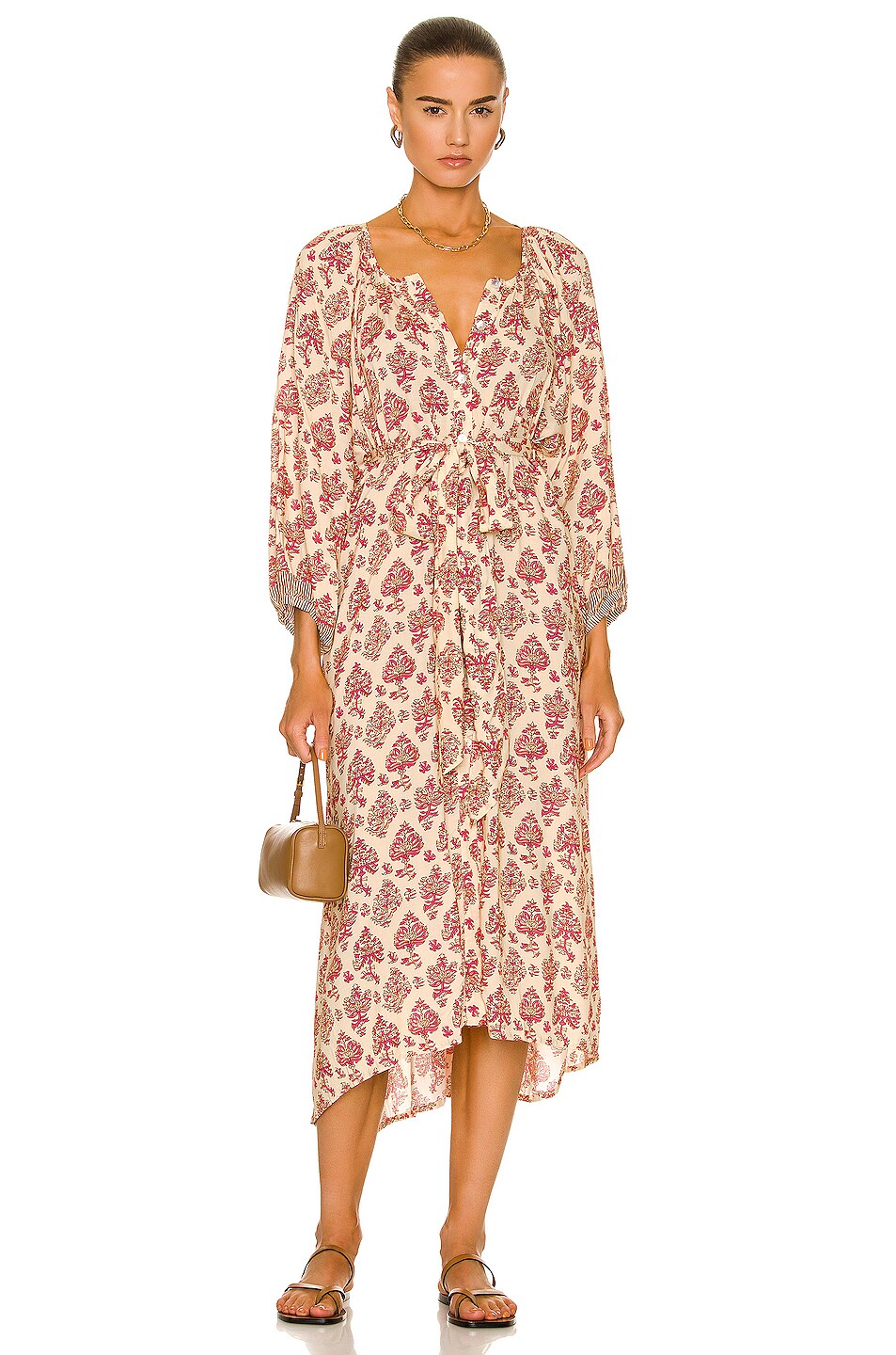 Image 1 of Natalie Martin Alex Dress With Sash in Cyprus Print Pink