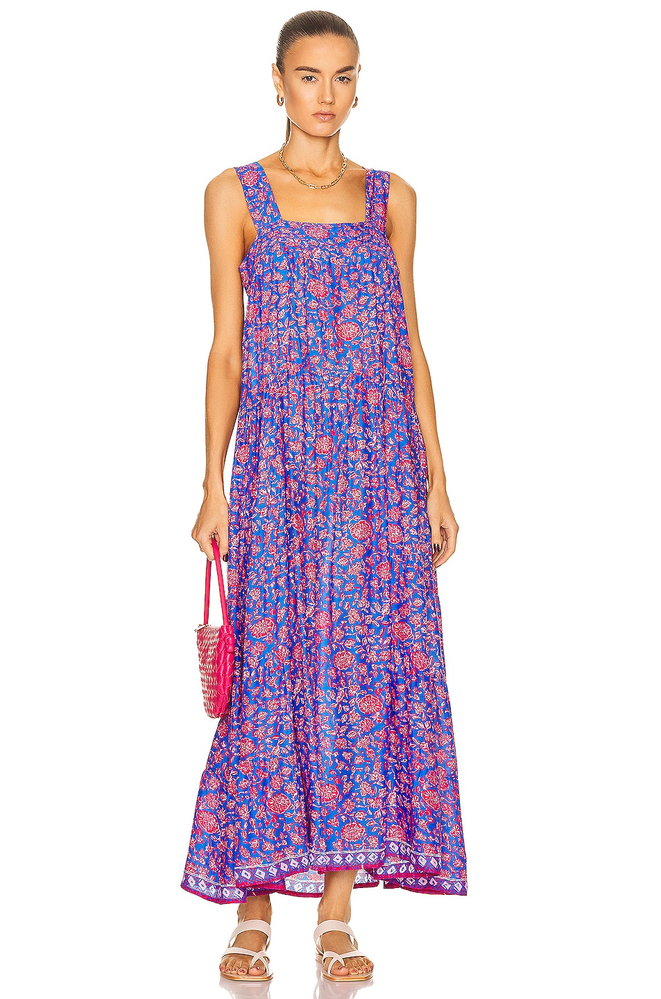 Natalie Martin Jasmine Maxi Dress With Sash in Bloom Print Persian Blue ...