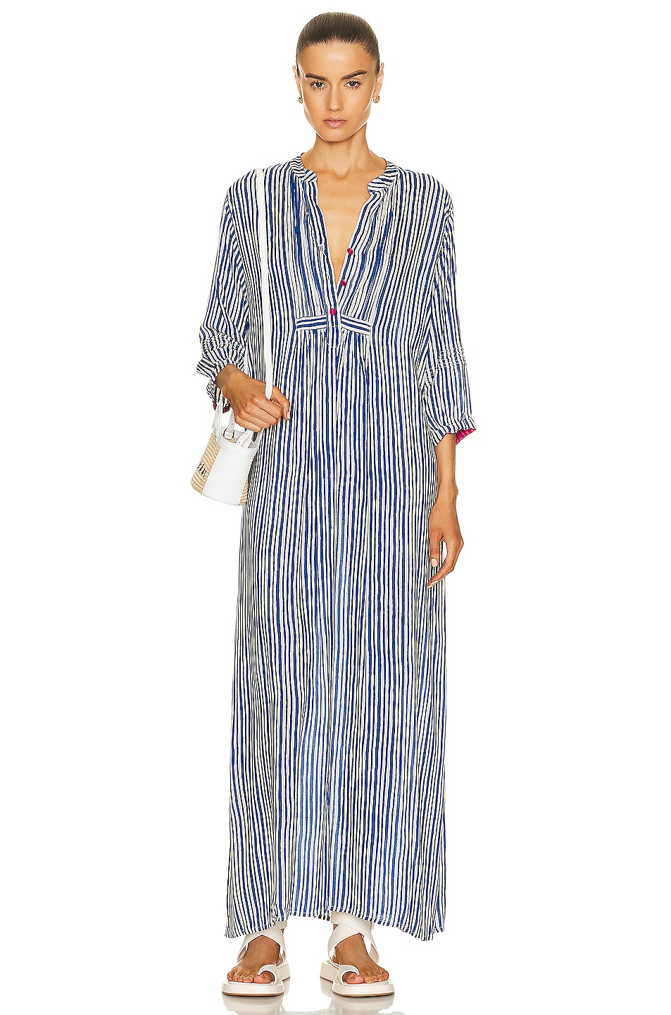 Image 1 of Natalie Martin Sammie Maxi Dress in Painted Stripe Deep Blue