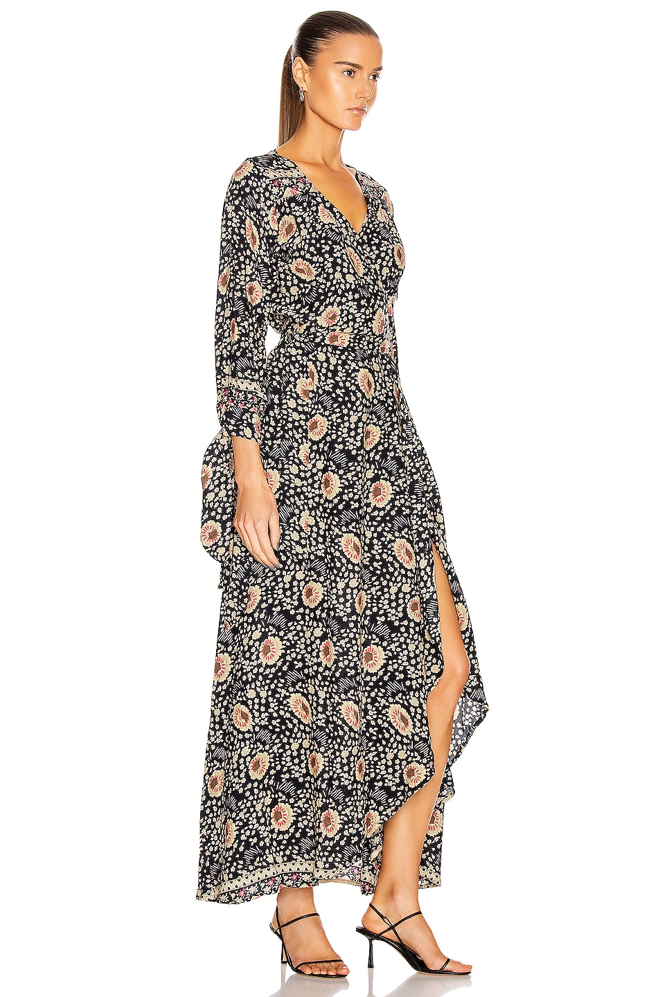 Natalie Martin Danika Long Sleeve Dress in Vintage Flowers Midnight | FWRD