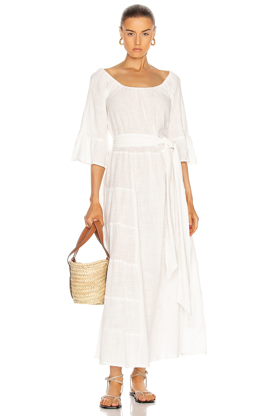Image 1 of Natalie Martin Mesa Maxi Dress in White Cotton Gauze