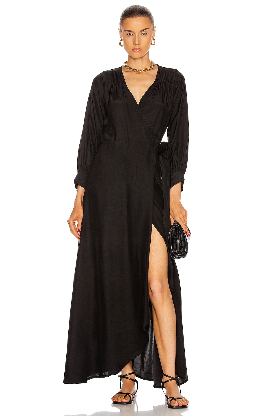Image 1 of Natalie Martin Kate Long Sleeve Dress in Black Silk