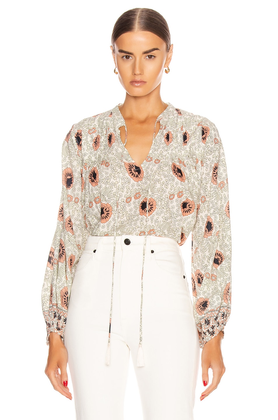 Natalie Martin Lizzy Shirt in Vintage Flowers Apricot | FWRD