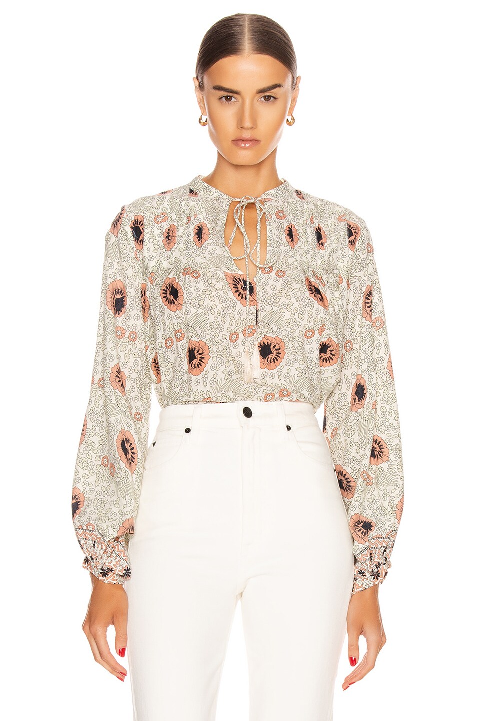 Natalie Martin Lizzy Shirt in Vintage Flowers Apricot | FWRD
