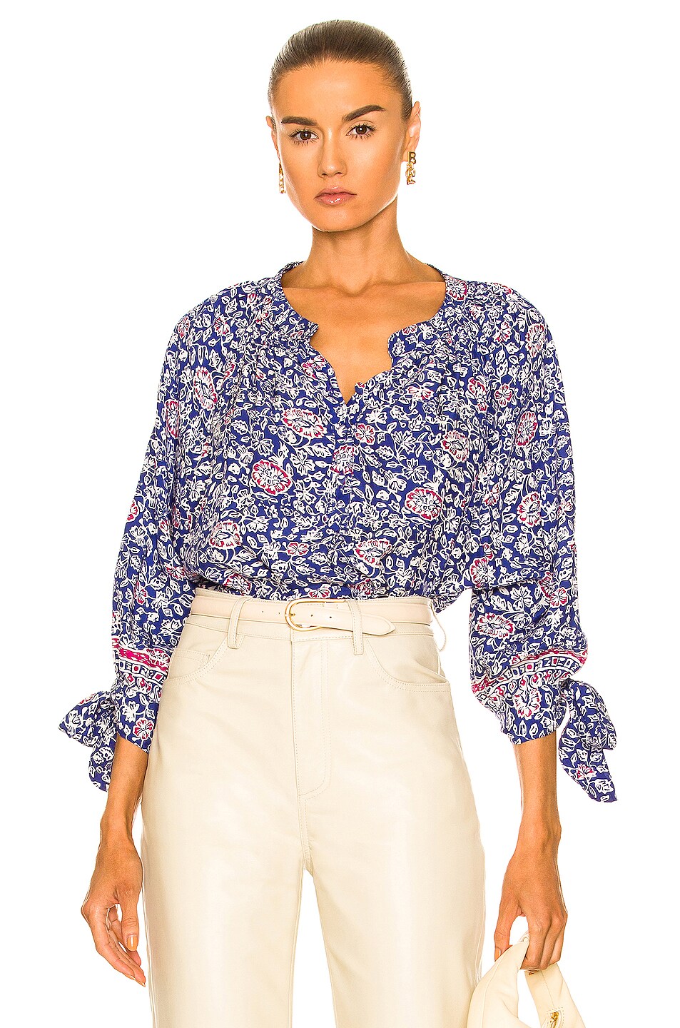 Image 1 of Natalie Martin Renata Shirt in Floral Print Pelicano Blue