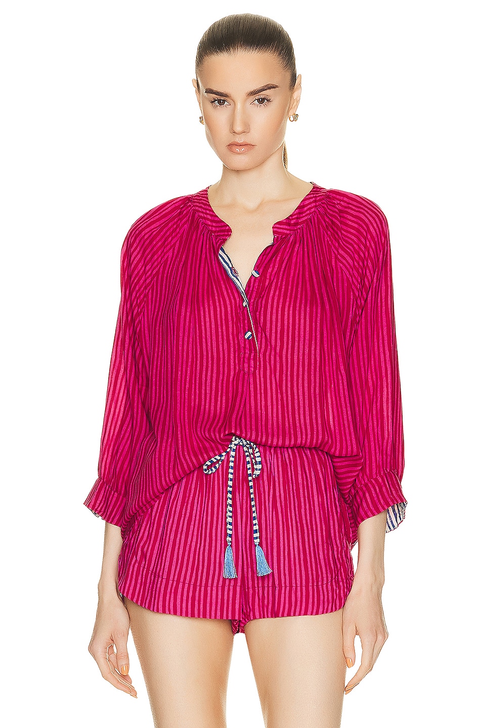 Image 1 of Natalie Martin Remy Top in Painted Stripe Fuchsia