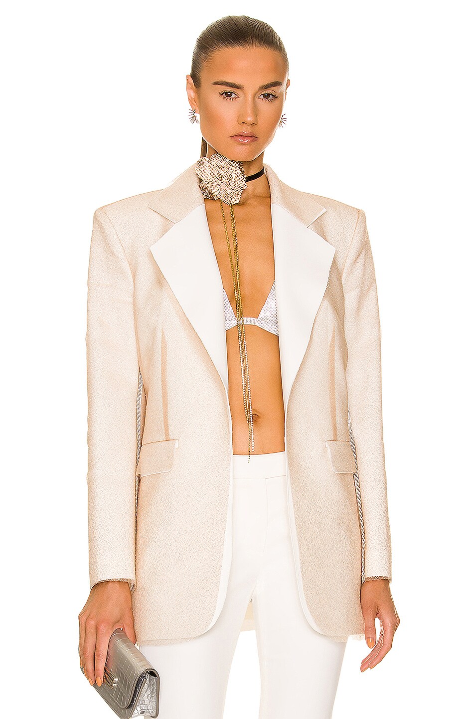 Image 1 of Nue Studio Cloud Double Breasted Blazer in Ivory & Gold