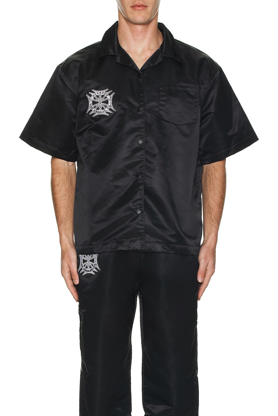 Image 1 of Norwood Cropped Evening Button Down Shirt in Black