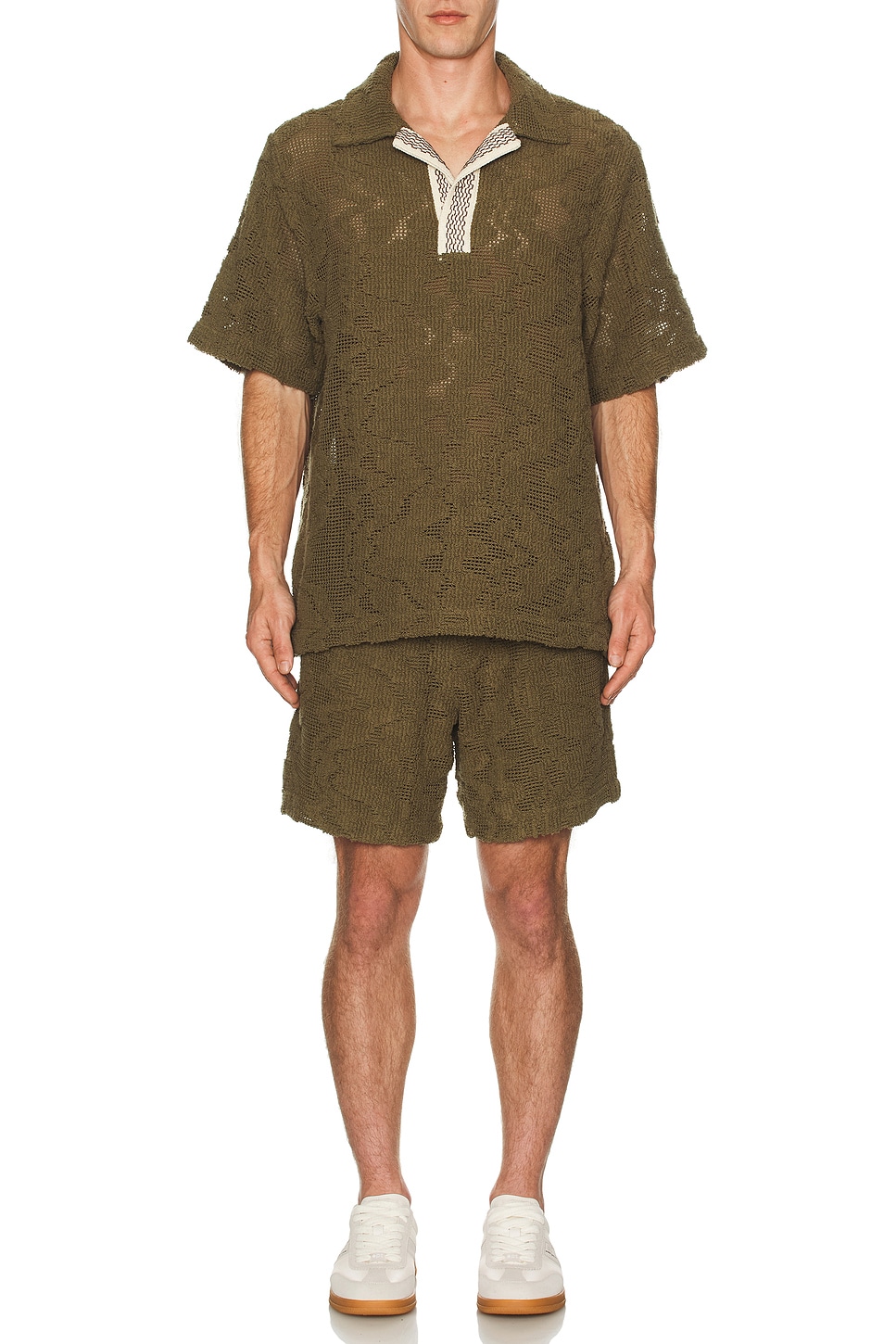 Image 1 of OAS Pine Verve Crochet Shorts in Green