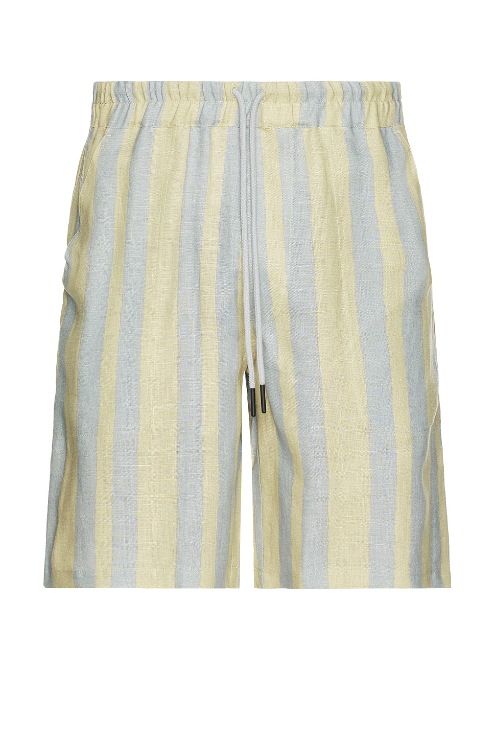 Mist Strata Nicola Linen Shorts in Blue,Yellow