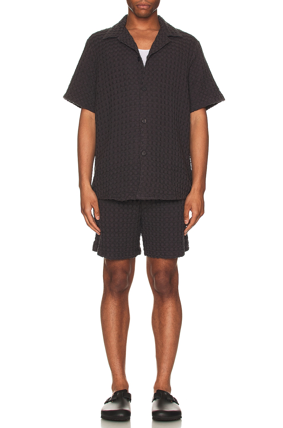 Image 1 of OAS Nearly Black Porto Waffle Shorts in Nearly Black