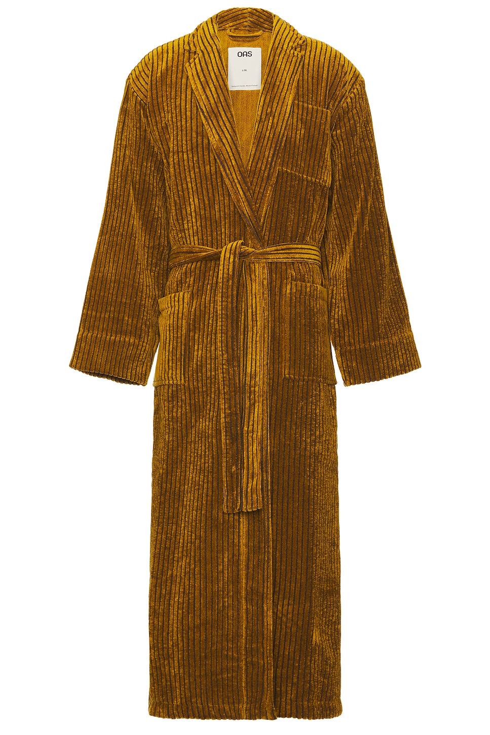 Shop Oas Santigo Striped Velour Long Robe In Brown