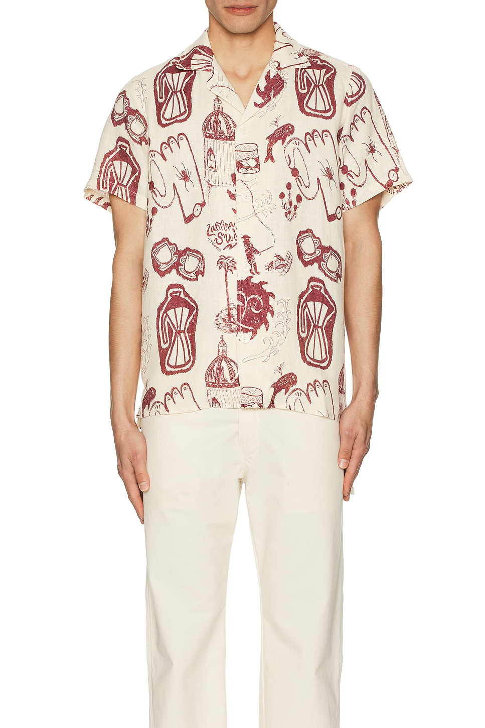 Image 1 of OAS Cantina Cuba Linen Shirt in White