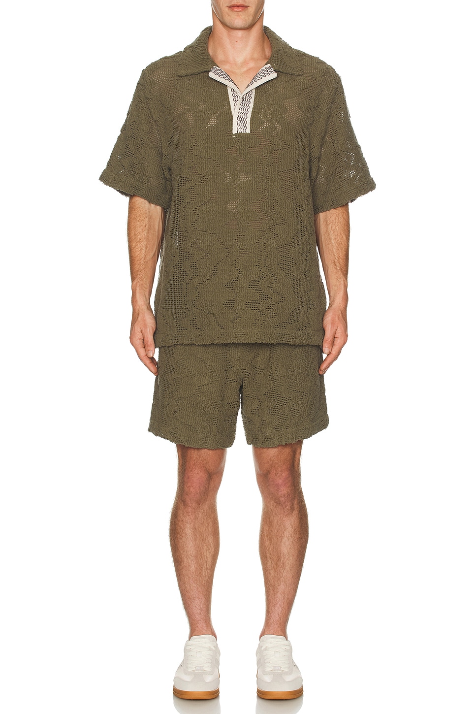 Image 1 of OAS Pine Verve Palmer Crochet Shirt in Green