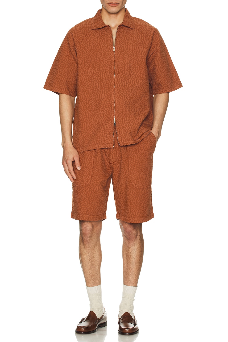 Image 1 of OAS Terracotta Turleo Zack Full Zip Shirt in Red