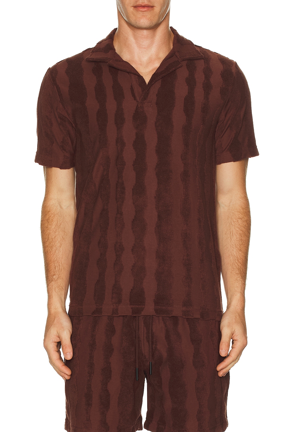 Image 1 of OAS Totem Polo Terry Shirt in Brown