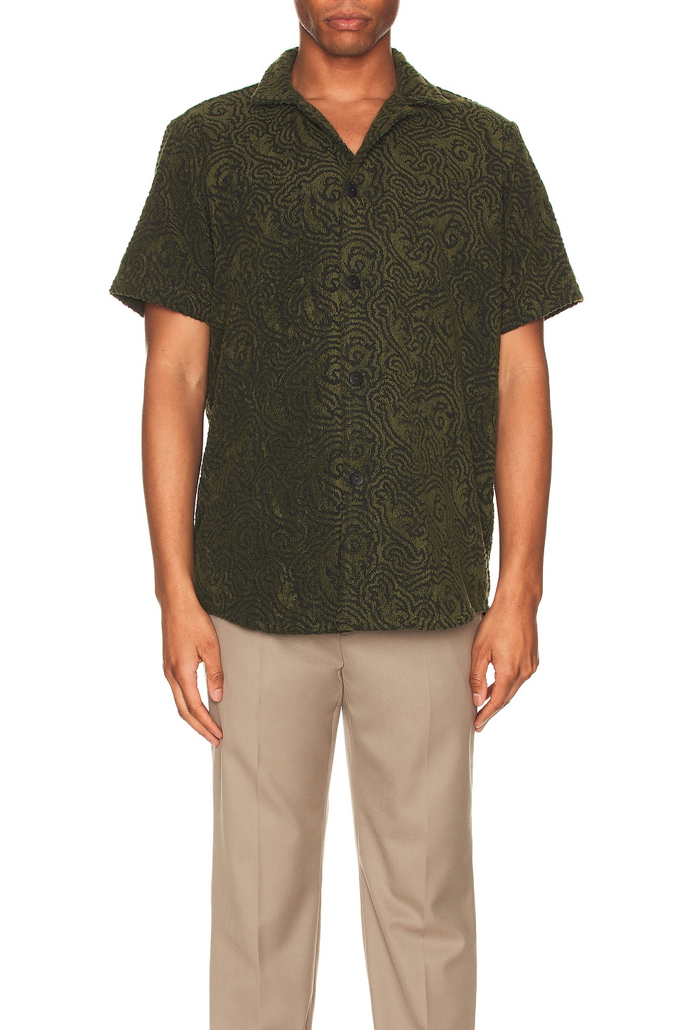 Image 1 of OAS Squiggle Cuba Terry Shirt in Dark Green