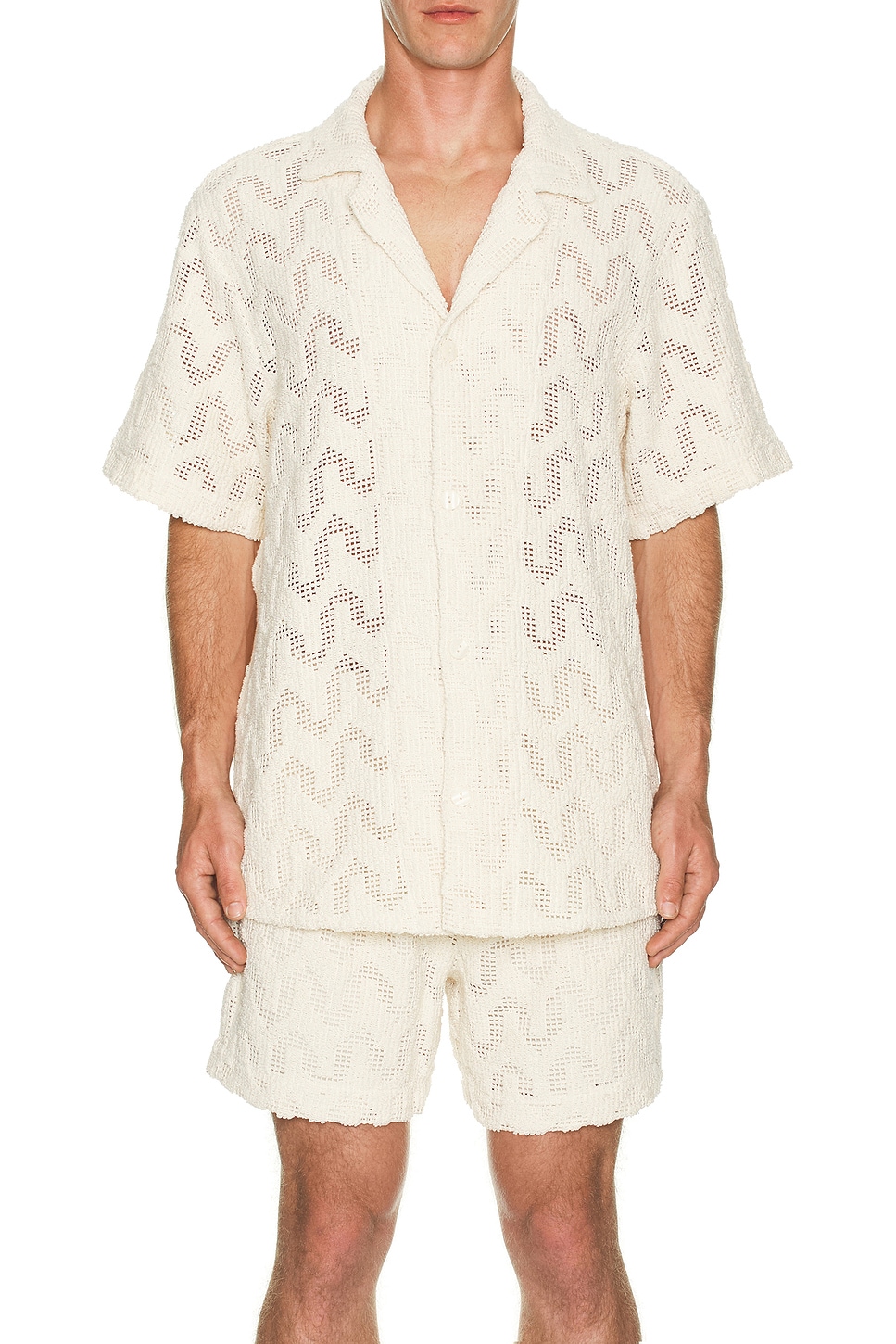 Image 1 of OAS Atlas Cuba Crochet Shirt in Cream