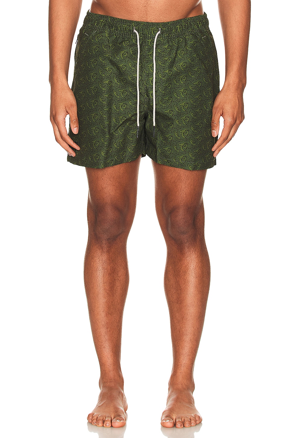 Image 1 of OAS Green Squiggle Swim Shorts in Green Squiggle