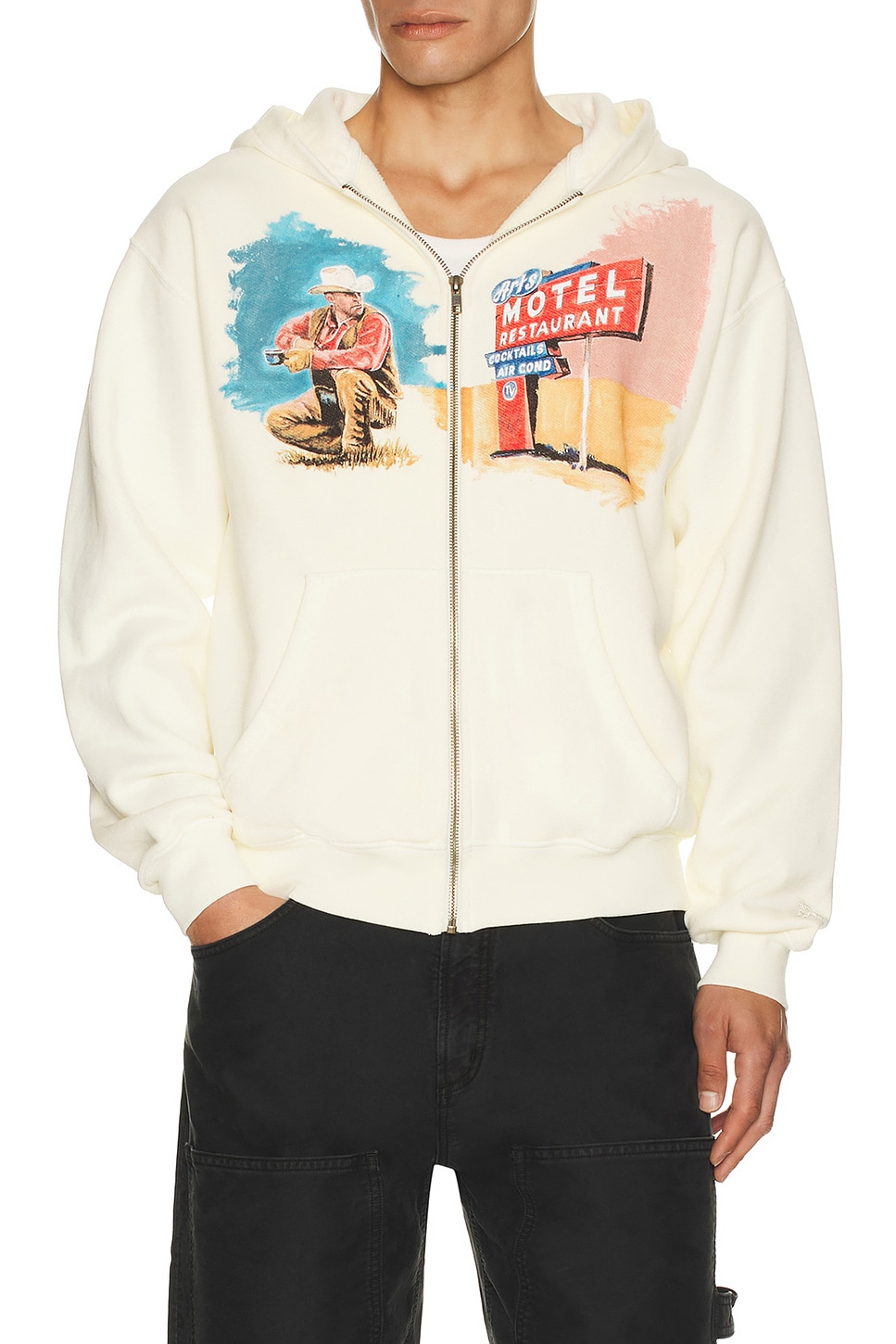 Image 1 of ONE OF THESE DAYS Mornings First Remark Zip Up Hoodie in Bone
