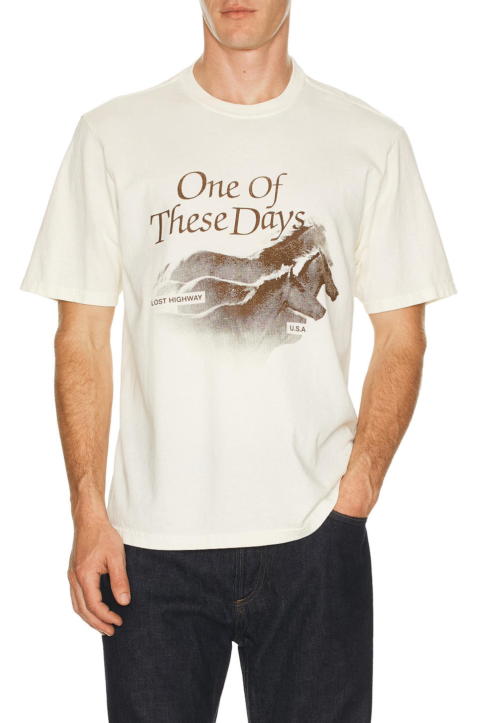 Image 1 of ONE OF THESE DAYS Lost Highway Tee in Bone