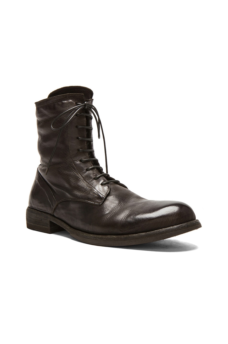 Image 1 of Officine Creative Shearling Lace Up Leather Boots in Brown