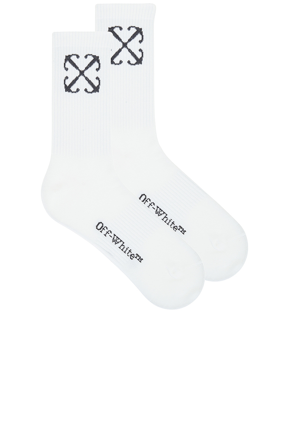 Arrow Mid Calf Socks in White
