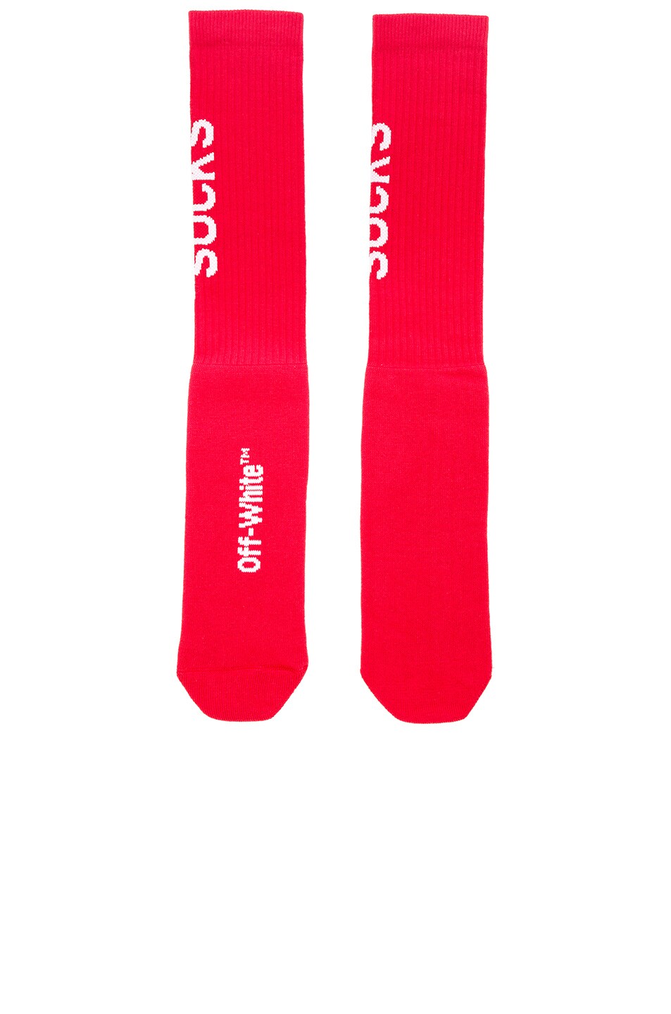 Image 1 of OFF-WHITE Quote Socks in Red & White