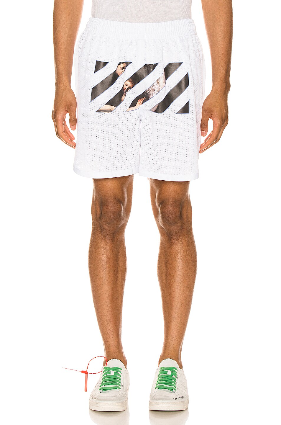 Image 1 of OFF-WHITE Caravaggio Angel Mesh Shorts in White & Black