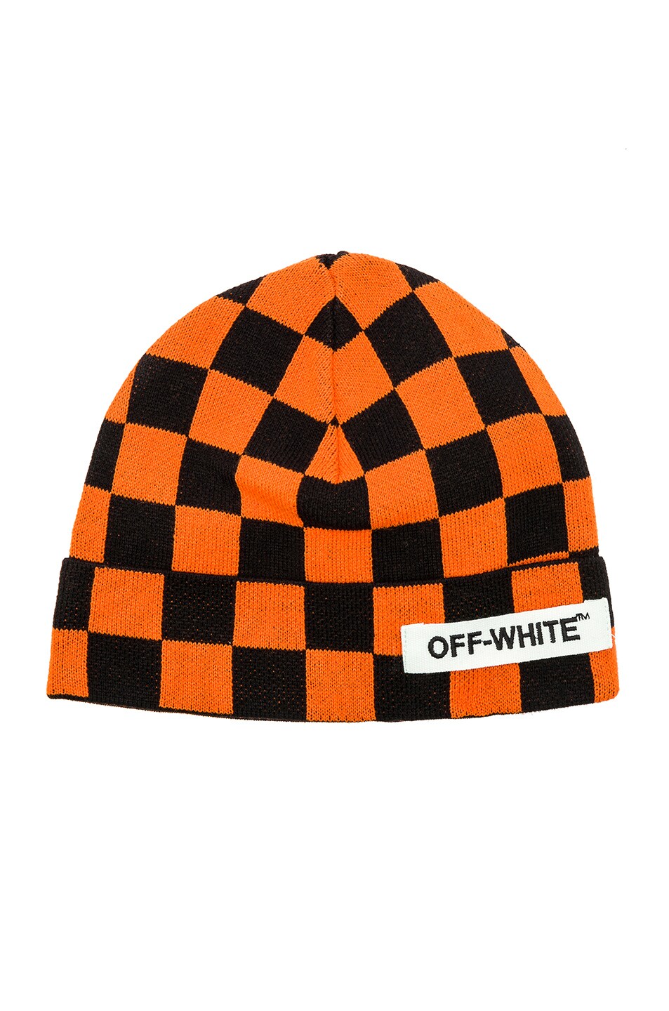 Image 1 of OFF-WHITE Big Checker Beanie in Orange & Black