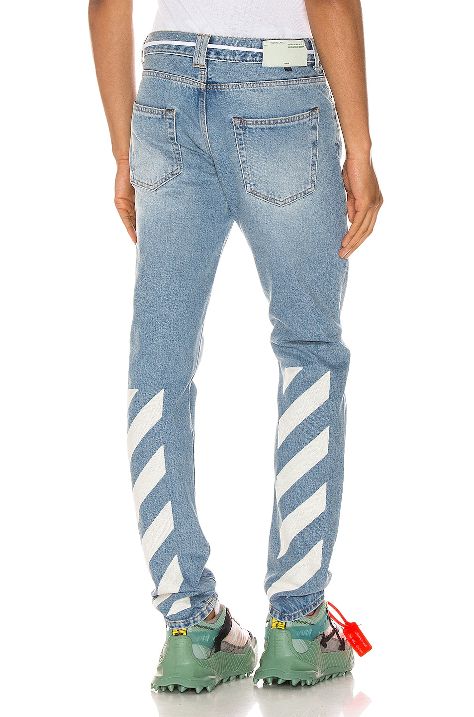 Image 1 of OFF-WHITE Diagonal Stripe Slim Jeans in Bleach White