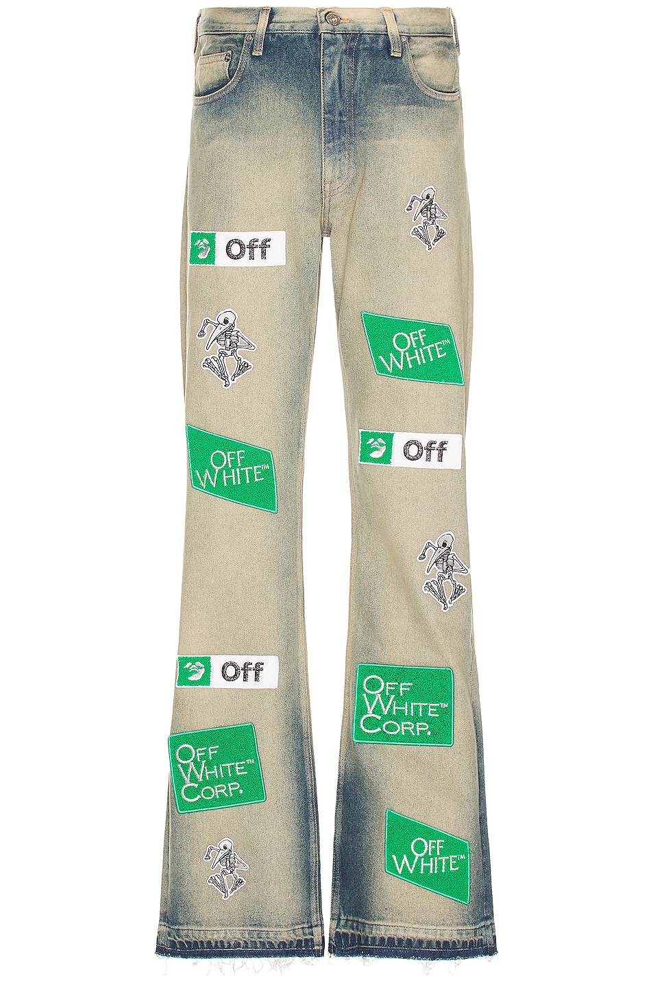 Image 1 of OFF-WHITE Diagonal Multilogo Relaxed Slim Jeans in Grey & White