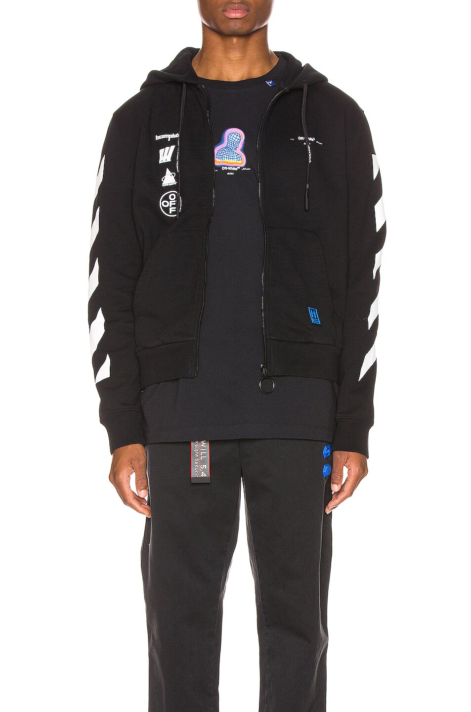 Image 1 of OFF-WHITE Mariana Zipped Hoodie in Black Multi
