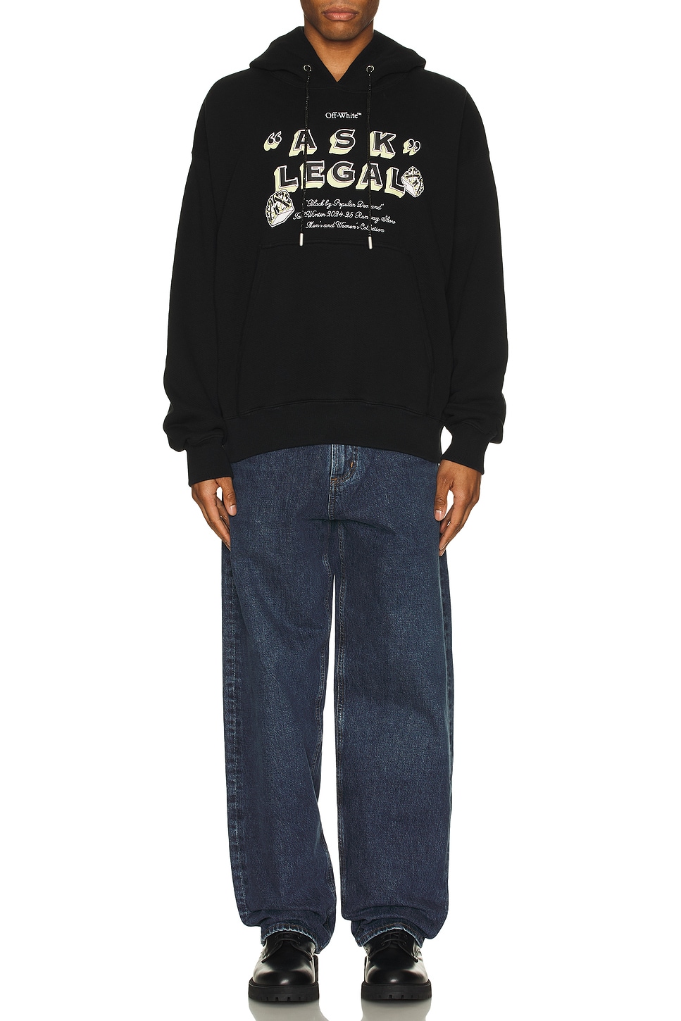 Image 1 of OFF-WHITE Arrow Ask Legal Skate Hoodie in Black