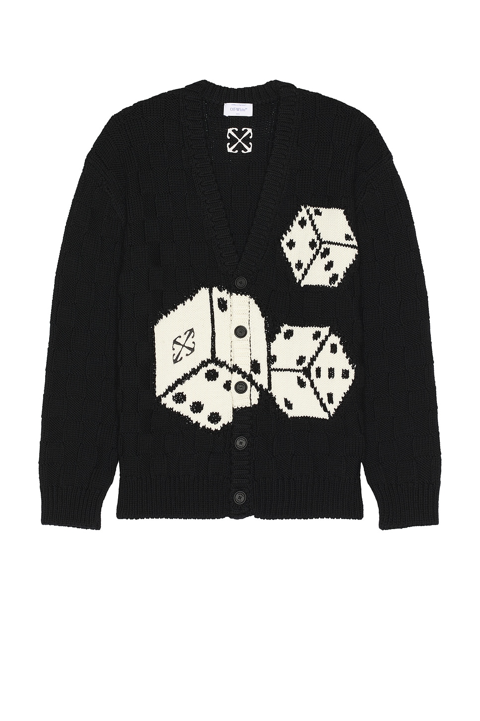 Crystal Dices Knit Cardigan in Black