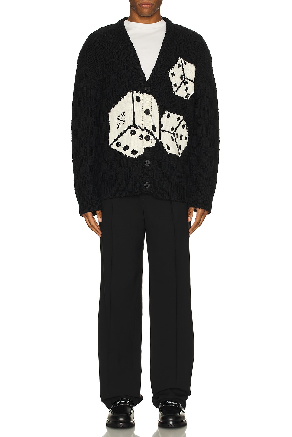 Image 1 of OFF-WHITE Crystal Dices Knit Cardigan in Black
