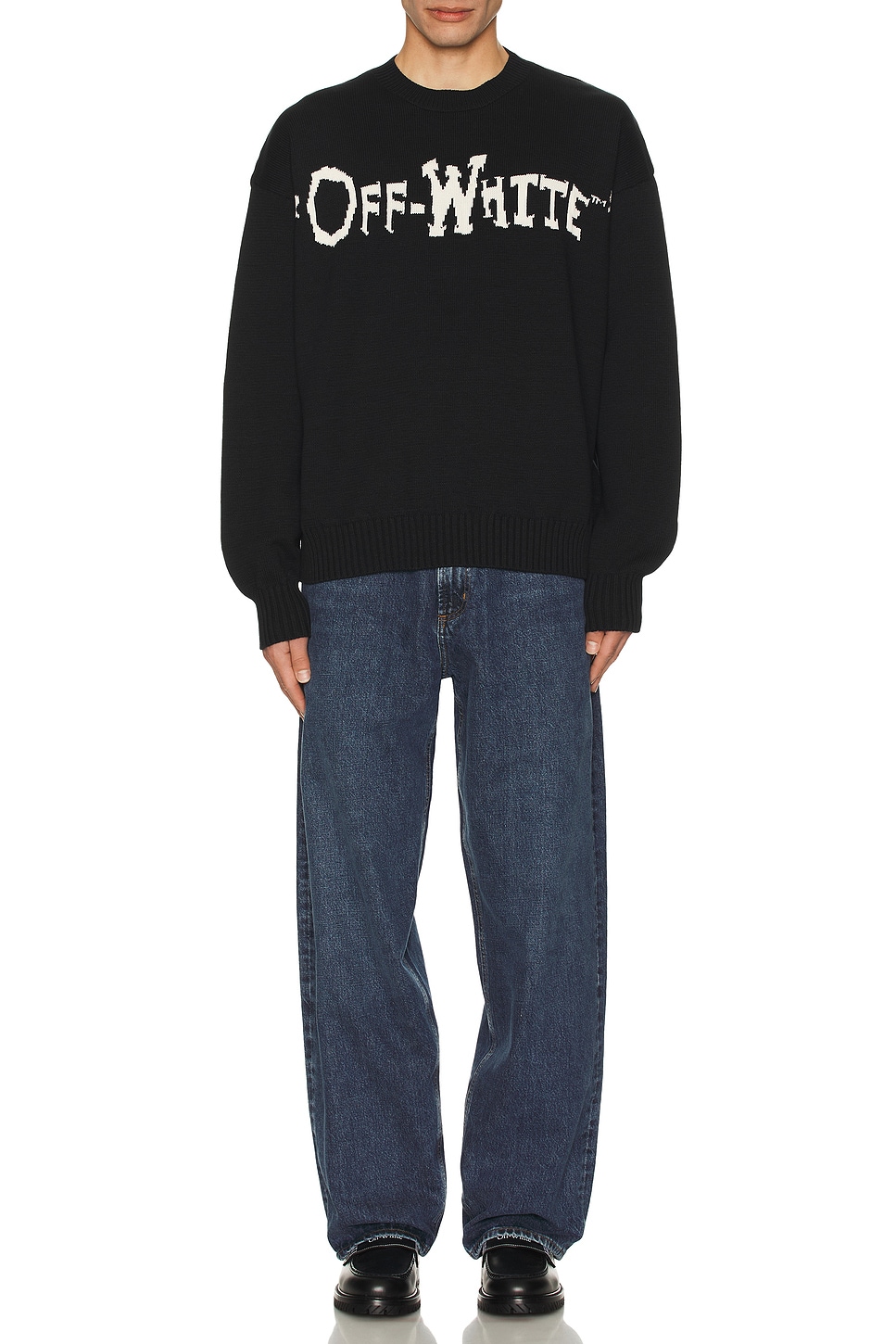 Image 1 of OFF-WHITE Off Quote Sweater in K Black & White Asparagus