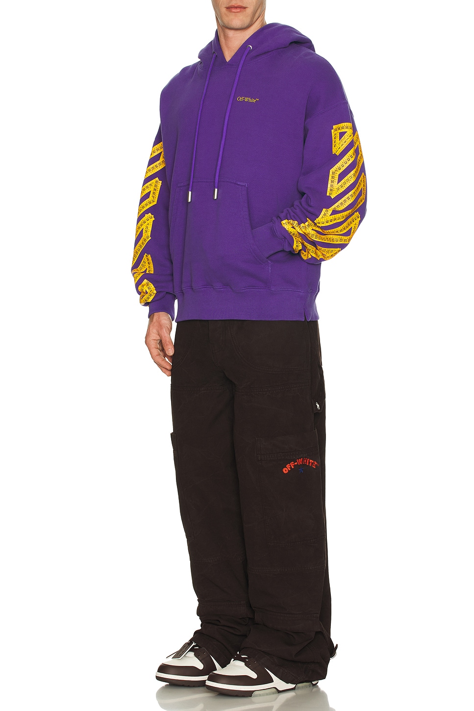 Image 1 of OFF-WHITE Tape Arrow Skate Hoodie in Deep Blue & Citrus