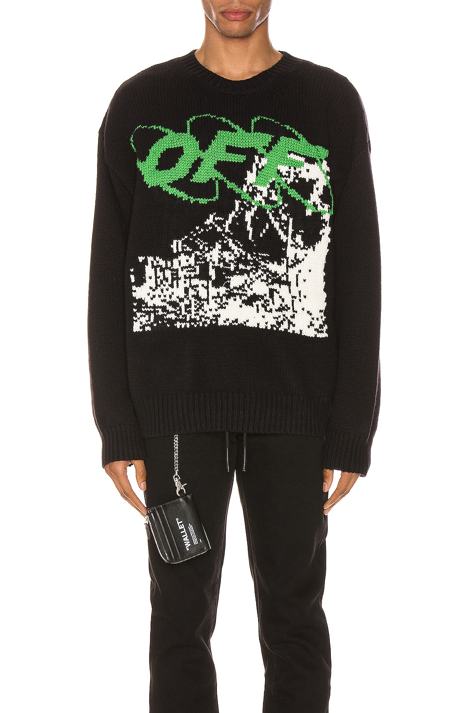 Image 1 of OFF-WHITE Ruined Factory Knit Crewneck in Black & White